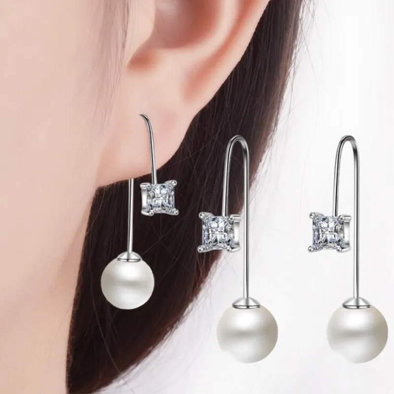 High-quality Fashion Temperament Long Section Of Pearl 925 Sterling Silver Jewelry Crystal Geometry Dangle Earrings SE334
High-quality Fashion Temperament Long Section Of Pearl 925 Sterling Silver Jewelry Crystal Geometry Dangle Earrings SE334