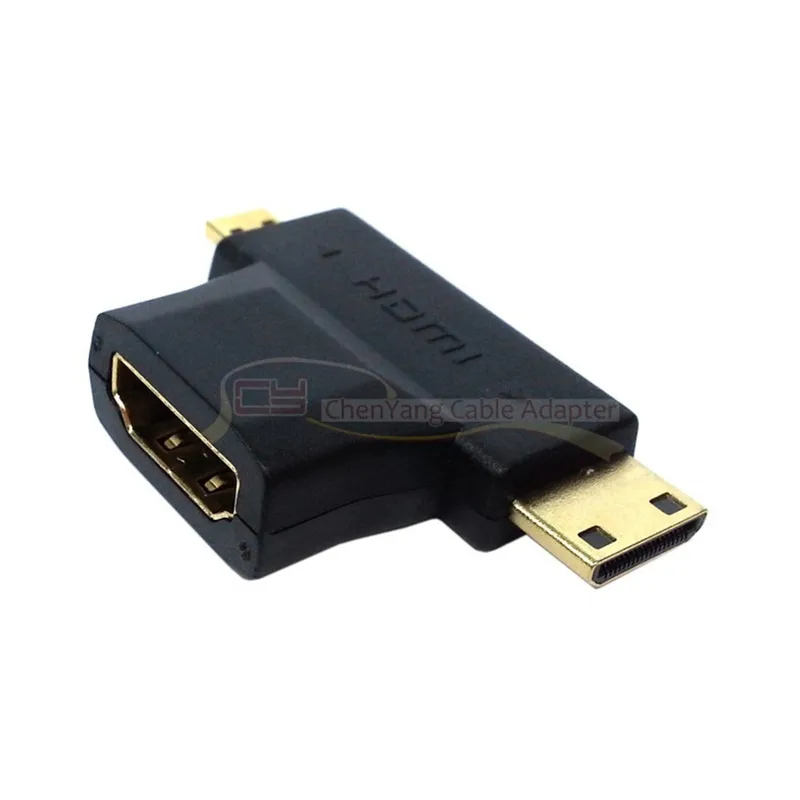 Micro HD-compatible Male Mini HD-compatible Male to HD-compatible 1 4 Female 90 Degree 2 in 1 Adapter
Micro HD-compatible Male Mini HD-compatible Male to HD-compatible 1 4 Female 90 Degree 2 in 1 Adapter