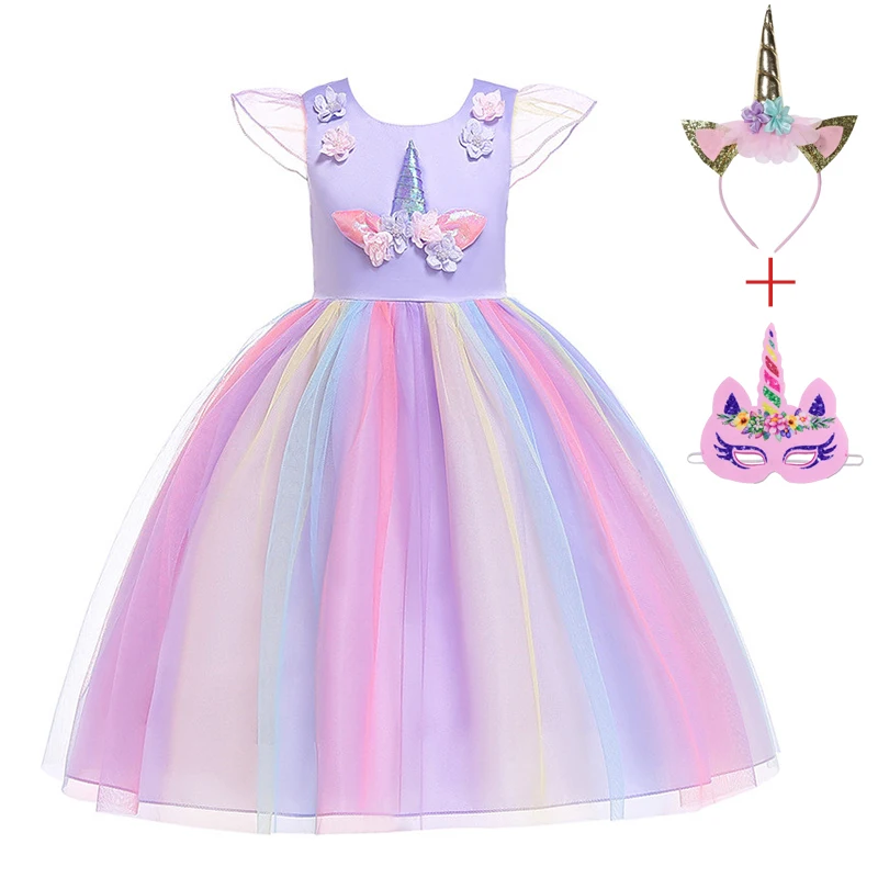 

Unicorn Tutu Girls Princess Dress Pastel Rainbow Birthday Party Dresses Kids Halloween Cosplay Unicornio Easter Fancy Costume