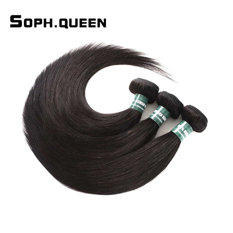 Soph queen пучки волос с бразильские волосы закрытием переплетения прямые Remy