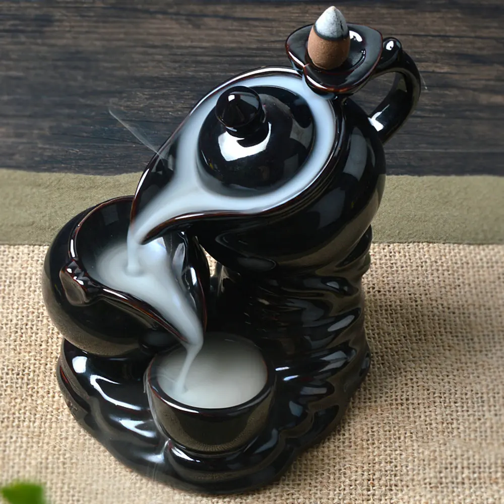 Home Decor Creative Teapot Home Ceramic Smoke Backflow Incense Burner Holder + 10 Cones
Home Decor Creative Teapot Home Ceramic Smoke Backflow Incense Burner Holder + 10 Cones