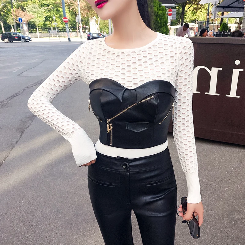 2020 Cropped Crop Tops Blusa Broadcloth Tank Sequined Solid Spring New Sexy To Wear Tube Top Pu Leather Vest Short Female
2020 Cropped Crop Tops Blusa Broadcloth Tank Sequined Solid Spring New Sexy To Wear Tube Top Pu Leather Vest Short Female