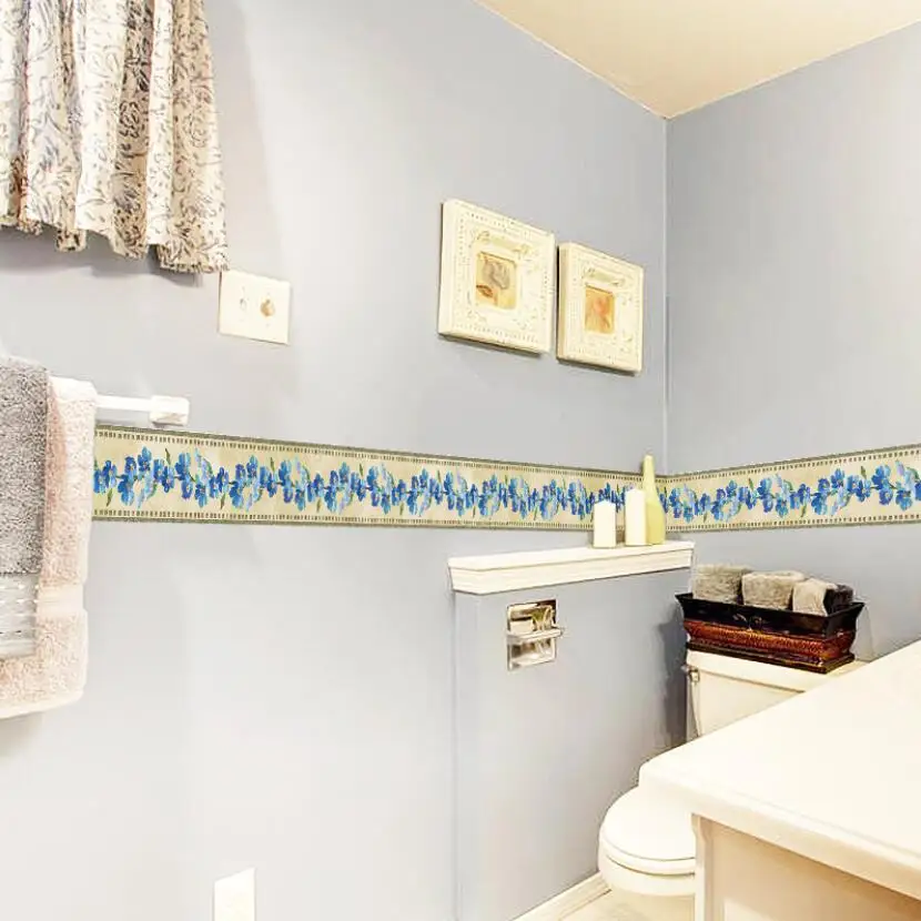 Vintage Classic Blue Flower Mirror Wall Stickers Waterproof Bathroom Kitchen Tile Decor Sticker diy Furniture Waist Line QT153
Vintage Classic Blue Flower Mirror Wall Stickers Waterproof Bathroom Kitchen Tile Decor Sticker diy Furniture Waist Line QT153