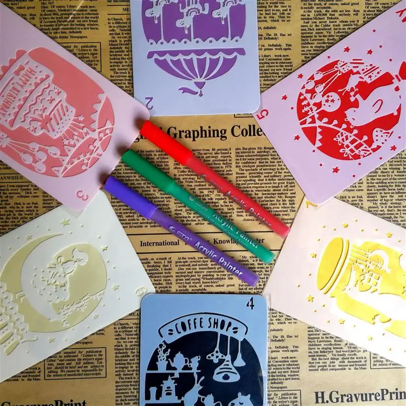 6pcs/set Birthday Stencil Cartoon Fairy Tale Drawing Tools Hollow Photo Album DIY Painting Greeting Cards for Kids Toy Gifts
6pcs/set Birthday Stencil Cartoon Fairy Tale Drawing Tools Hollow Photo Album DIY Painting Greeting Cards for Kids Toy Gifts