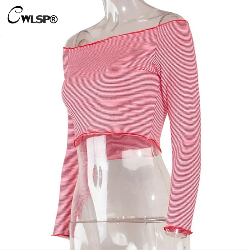 CWLSP Fashion Sexy Lettuce Edge Cropped Slash Neck Female T-shirt Cotton Long Sleeve Striped Crop Top Harajuku Tee QZ2309
CWLSP Fashion Sexy Lettuce Edge Cropped Slash Neck Female T-shirt Cotton Long Sleeve Striped Crop Top Harajuku Tee QZ2309