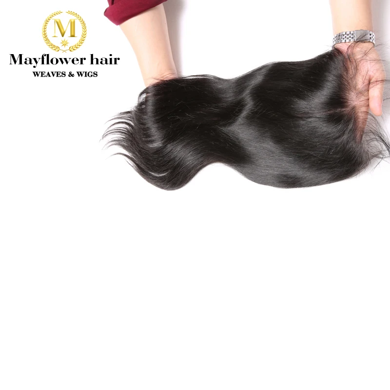 Mayflower 5X5 "Кружева Закрытие 100% девственные прямые волосы с линией волос ребенка