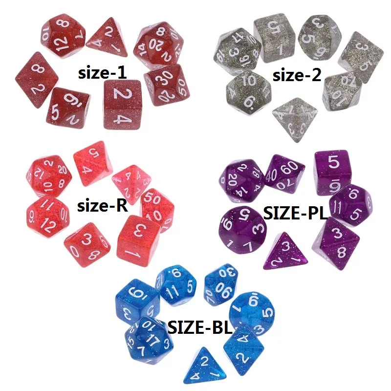 7 шт. двухсторонние кости D4 D6 D8 D10 D12 D20 подземелья и дракон D & RPG поли настольная