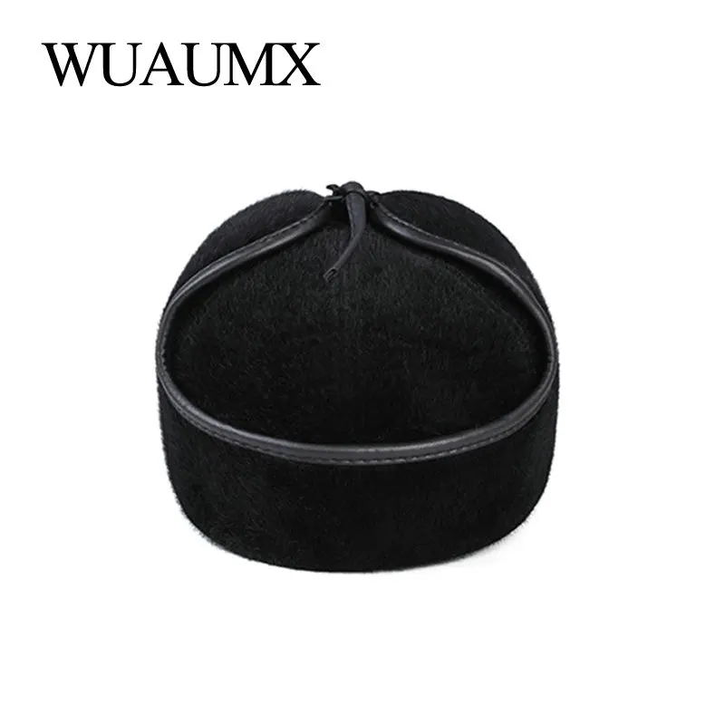 

Winter Baseball Cap For Men With Ear flaps Keep Warm Sea lion Fur Bone Snapback Cap For Men Ear Protection Windproof