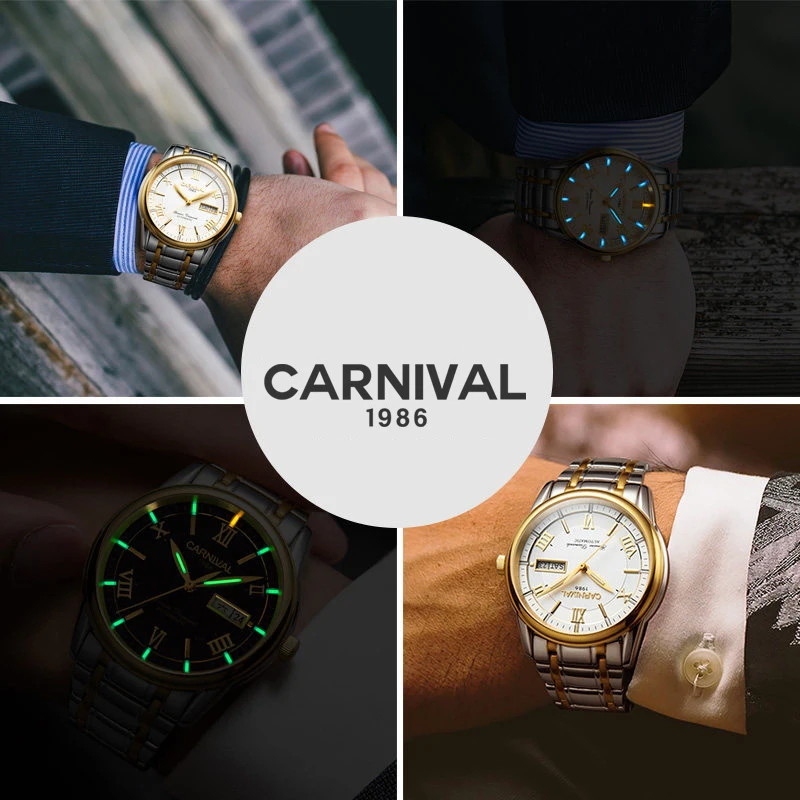 CARNIVAL Men's Automatic Mechanical Watches with Double Date,Luminous Hands,Waterproof Stainless Steel Strap Wristswatch for Man
CARNIVAL Men's Automatic Mechanical Watches with Double Date,Luminous Hands,Waterproof Stainless Steel Strap Wristswatch for Man