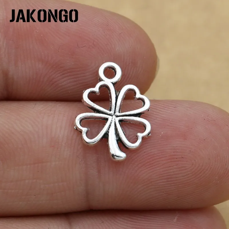 JAKONGO Antique Silver Plated Clover Flower Charms Pendants for Jewelry Accessories Making Bracelet Findings 22x15mm 20pcs/lot
JAKONGO Antique Silver Plated Clover Flower Charms Pendants for Jewelry Accessories Making Bracelet Findings 22x15mm 20pcs/lot