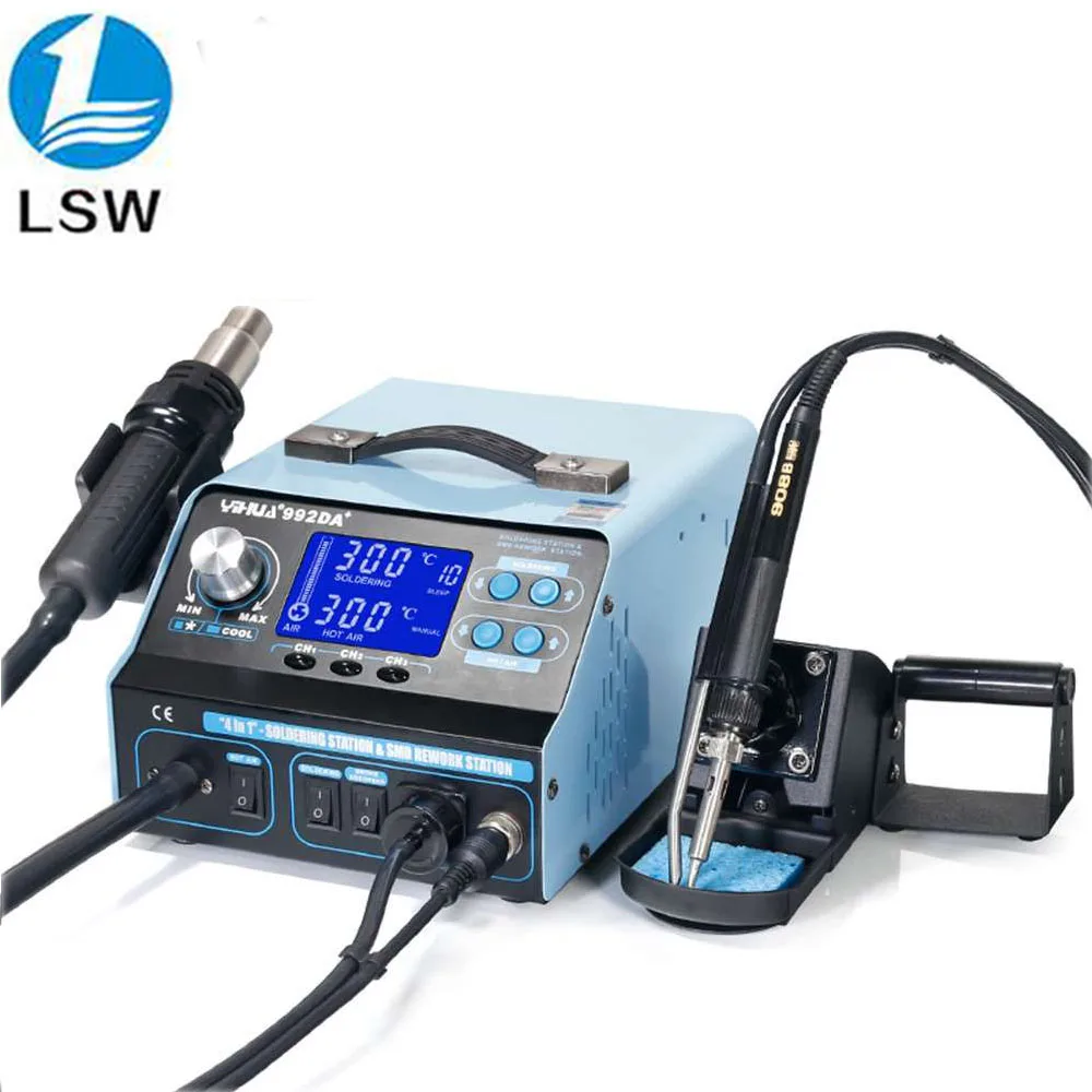 YIHUA 992DA+ 4 In 1 LCD Digital Hot Air Gun Soldering Station + Vacuum Pen + Smoking Electric Soldering Iron BGA Rework Station
YIHUA 992DA+ 4 In 1 LCD Digital Hot Air Gun Soldering Station + Vacuum Pen + Smoking Electric Soldering Iron BGA Rework Station
