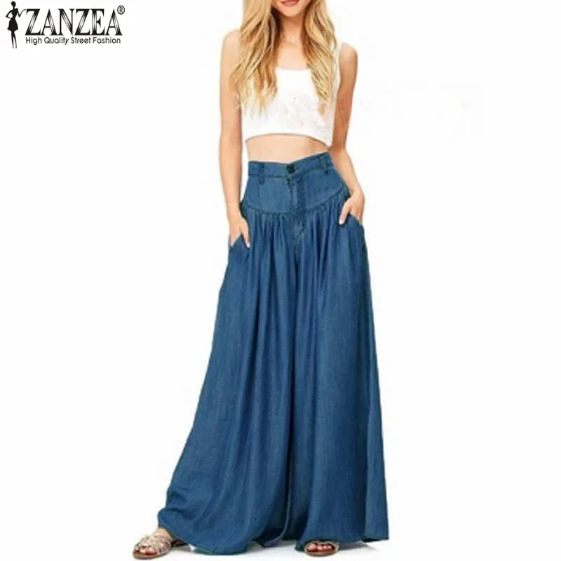 2021 ZANZEA Women Summer Causal Pants High Waist Pantalon Zipper Up Wide Leg Pants Blue Denim Loose Long Trousers S-5XL
2021 ZANZEA Women Summer Causal Pants High Waist Pantalon Zipper Up Wide Leg Pants Blue Denim Loose Long Trousers S-5XL