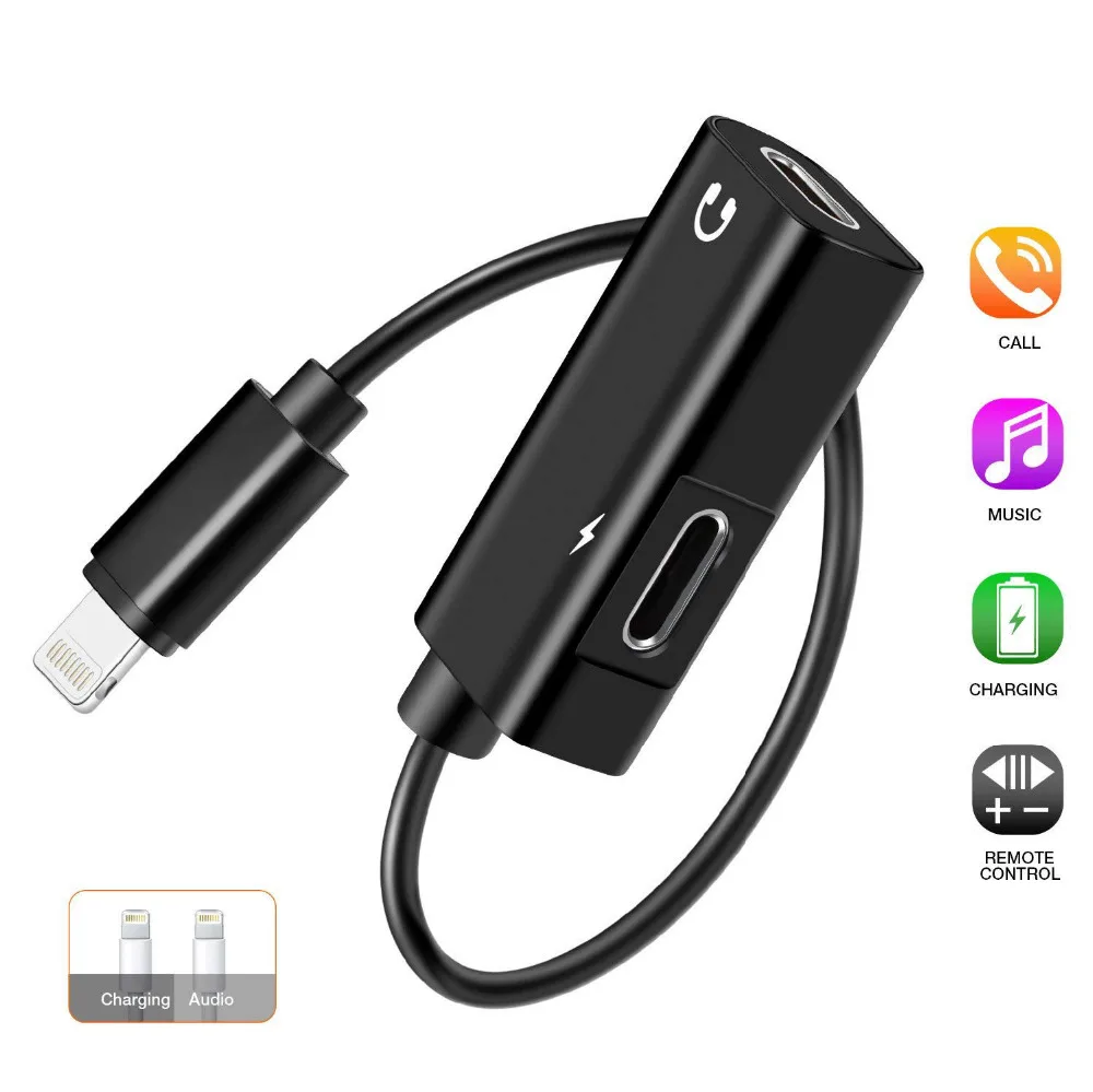 Адаптер для наушников iPhone 7/7 Plus/8/8 Plus/X и iPad двойной Разветвитель с разъемом Lightning