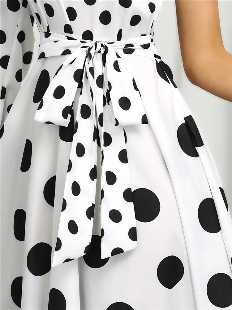 Women One Shoulder Dots Print Belted Maxi Dress Party Summer Dress Elegant Belt Lace Up Swing Holiday Long Casual Retro Dresses
Women One Shoulder Dots Print Belted Maxi Dress Party Summer Dress Elegant Belt Lace Up Swing Holiday Long Casual Retro Dresses