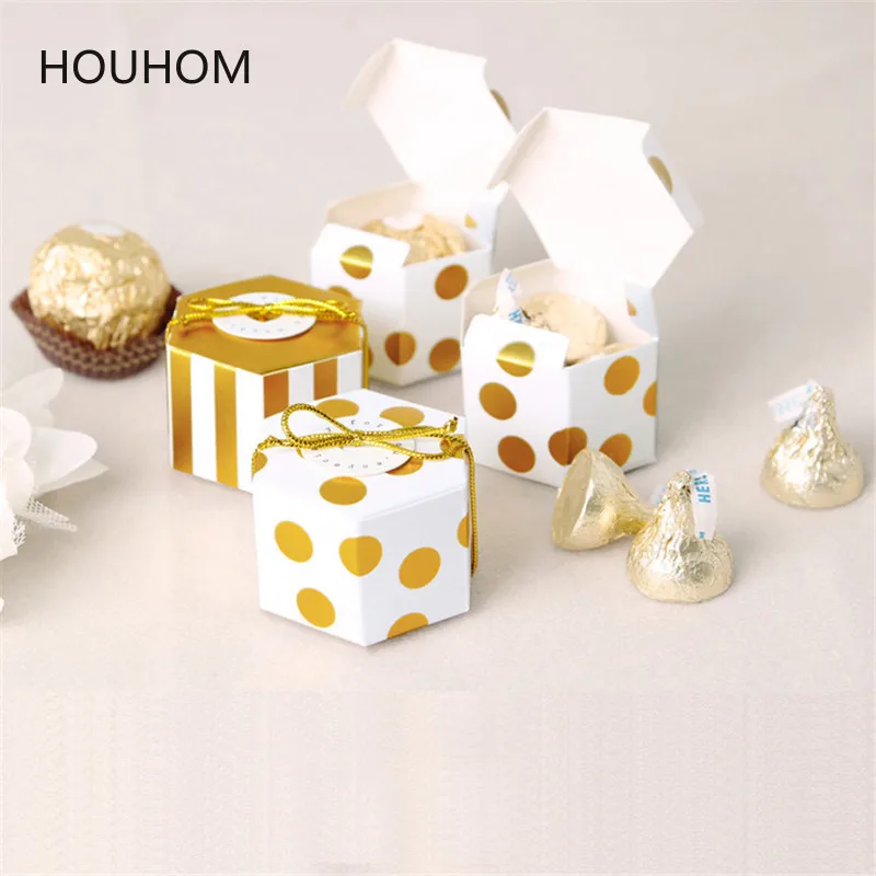 50pcs Mini Stripe Dot Golden Hexagon Candy Gift Box Packaging Wedding Cardboard Dragee Cookie Bags Gift Bags Wrapping Supplies
50pcs Mini Stripe Dot Golden Hexagon Candy Gift Box Packaging Wedding Cardboard Dragee Cookie Bags Gift Bags Wrapping Supplies