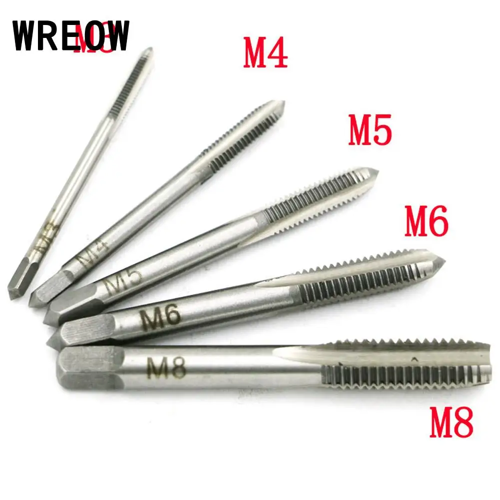 5PCS Ball bearing steel M3 M4 M5 M6 M8 Machine Spiral Point Straight Fluted Screw Thread Metric Plug Hand Tap Drill Set | Инструменты