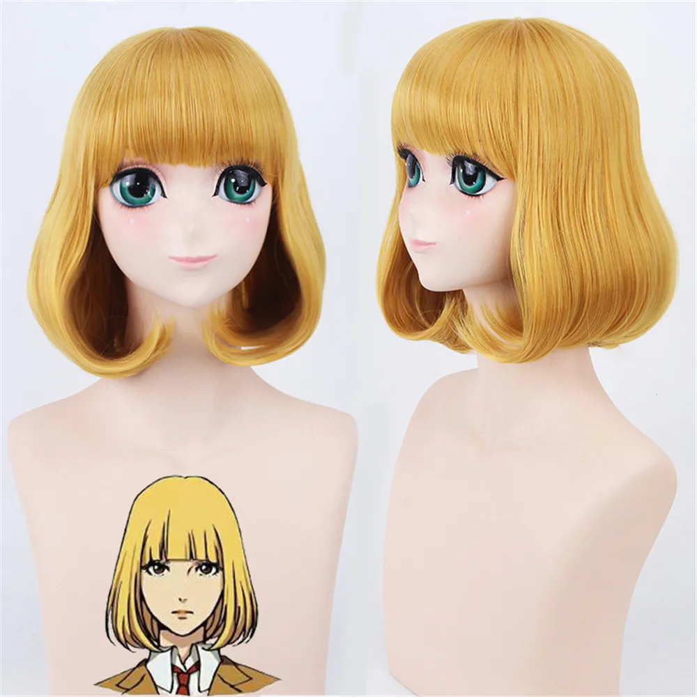 Аниме Prison School Midorikawa Hana карнавальный костюм парики для девочек желтые короткие