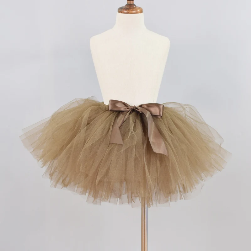

Brown Fluffy Tutu Skirt for Baby Girls Kids Birthday Party Ballet Dance Skirt Girl Pettiskirt Handmade Tulle Tutus Newborn-12Y