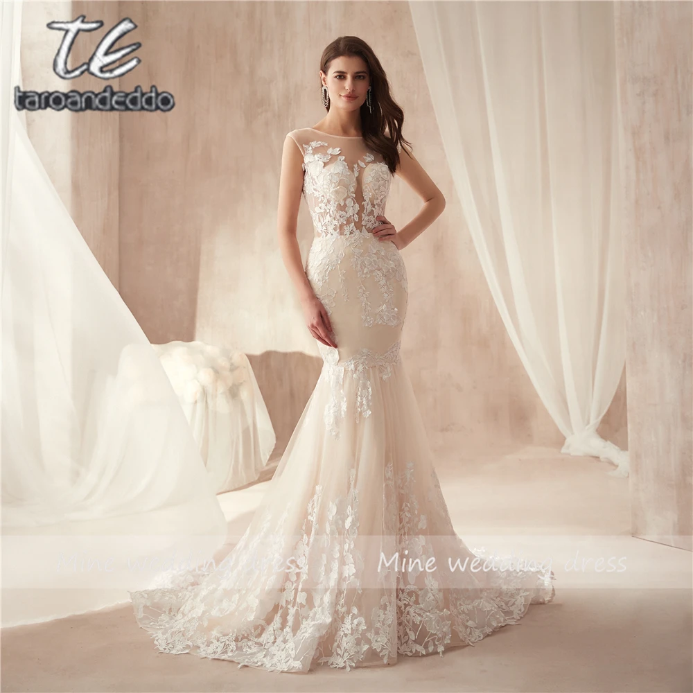 Ivory Lace Appliques Champagne Mermaid Wedding Dresses Open Back 3D Flowers Sexy Bridal Gowns New Arrival Mermaid Bridal Dress
Ivory Lace Appliques Champagne Mermaid Wedding Dresses Open Back 3D Flowers Sexy Bridal Gowns New Arrival Mermaid Bridal Dress