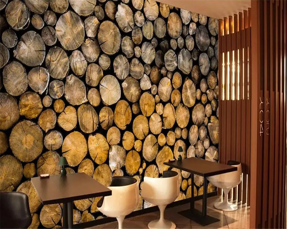 Обои beibehang на заказ обои в стиле ретро с изображением бревен ресторана кафе