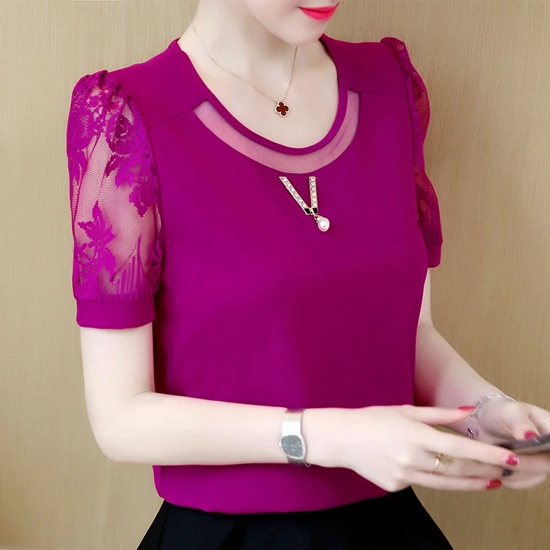 Women Spring Summer Style Chiffon Blouses Shirts Lady Casual Lace Short Sleeve O-Neck Blusas Tops DF2786
Women Spring Summer Style Chiffon Blouses Shirts Lady Casual Lace Short Sleeve O-Neck Blusas Tops DF2786