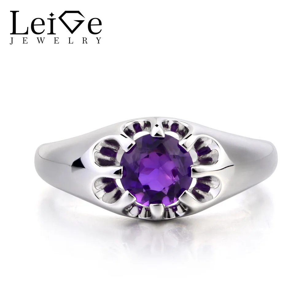 Leige Jewelry Promise Ring Natural Amethyst Ring Round Cut Purple Gemstone 925 Sterling Silver Ring February Birthstone for Girl
Leige Jewelry Promise Ring Natural Amethyst Ring Round Cut Purple Gemstone 925 Sterling Silver Ring February Birthstone for Girl