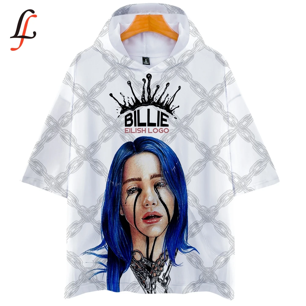 Billie Eilish harajuku/повседневные толстовки с капюшоном 3D персонажем K Pop футболка
