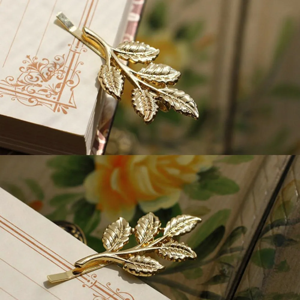 Fashion Women Metal Leaf Hair Clips Side Folder Bride Barrettes Accessories Wedding Jewelry Mollette Capelli 2019 New | Аксессуары для