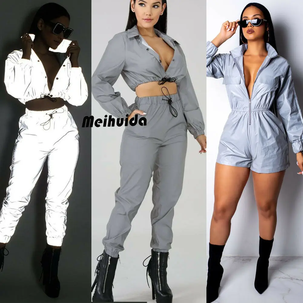 Cool Women Crop Tops Pants Sets Two Piece Jumpsuit Playsuit Casual Reflective Outfits
Cool Women Crop Tops Pants Sets Two Piece Jumpsuit Playsuit Casual Reflective Outfits