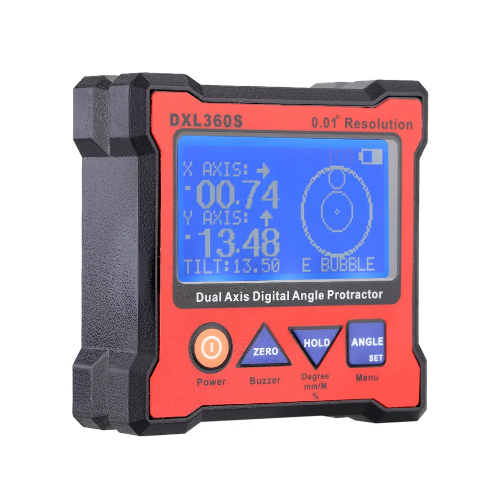 DXL360S Dual Axis Angle Protractor dumpy level Dual-axis Level Gauge diagnostic tool with 5 Side Magnetic Base
DXL360S Dual Axis Angle Protractor dumpy level Dual-axis Level Gauge diagnostic tool with 5 Side Magnetic Base
