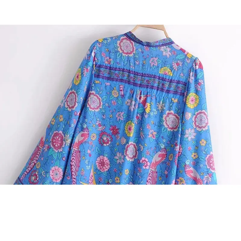 Blue Peacock O Neck Spring Summer Long Sleeve Women Shirt 2019 Boho Casual Chic Female Bottun Vacation Blouse Lovebird Tops
Blue Peacock O Neck Spring Summer Long Sleeve Women Shirt 2019 Boho Casual Chic Female Bottun Vacation Blouse Lovebird Tops