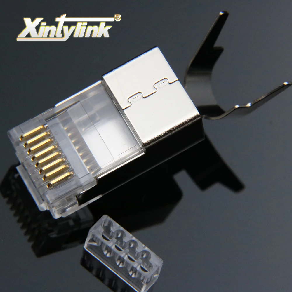

xintylink rj45 connector ethernet cable plug cat8 cat7 cat6a male network metal shielded 50U jack 8P8C sftp lan modular 1.5mm