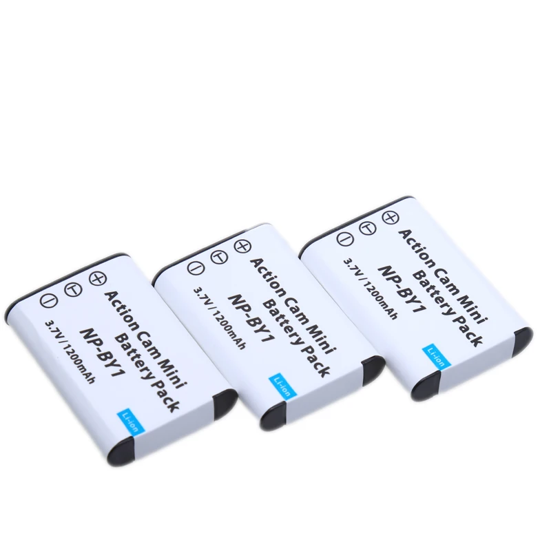

3pcs/lot 3.7v 1200mAh NP BY1 NPBY1 NP-BY1 Li-Ion Rechargeable Battery Pack for Sony Action Cam Mini HDR-AZ1 mini Digital Cameras