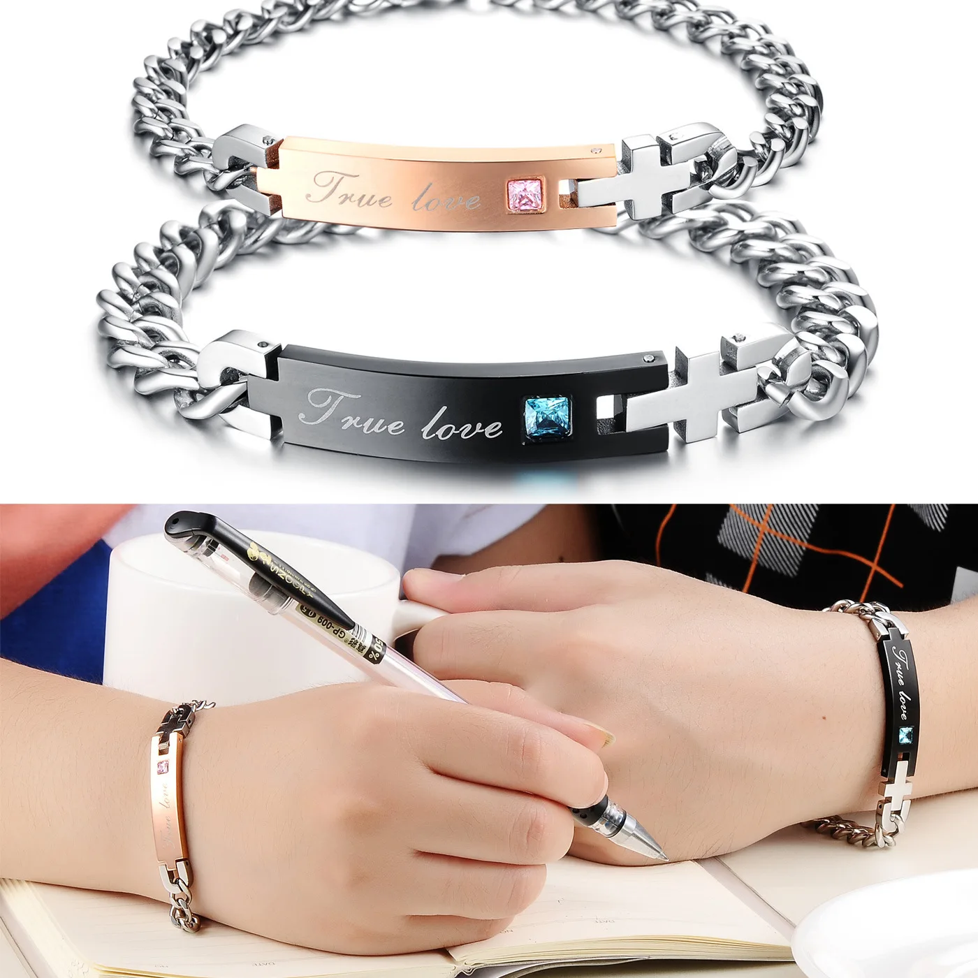 Free Shipping 316L Stainless Steel True Love Couple lovers' Bracelet & bangle with Blue / pink Crystal
Free Shipping 316L Stainless Steel True Love Couple lovers' Bracelet & bangle with Blue / pink Crystal
