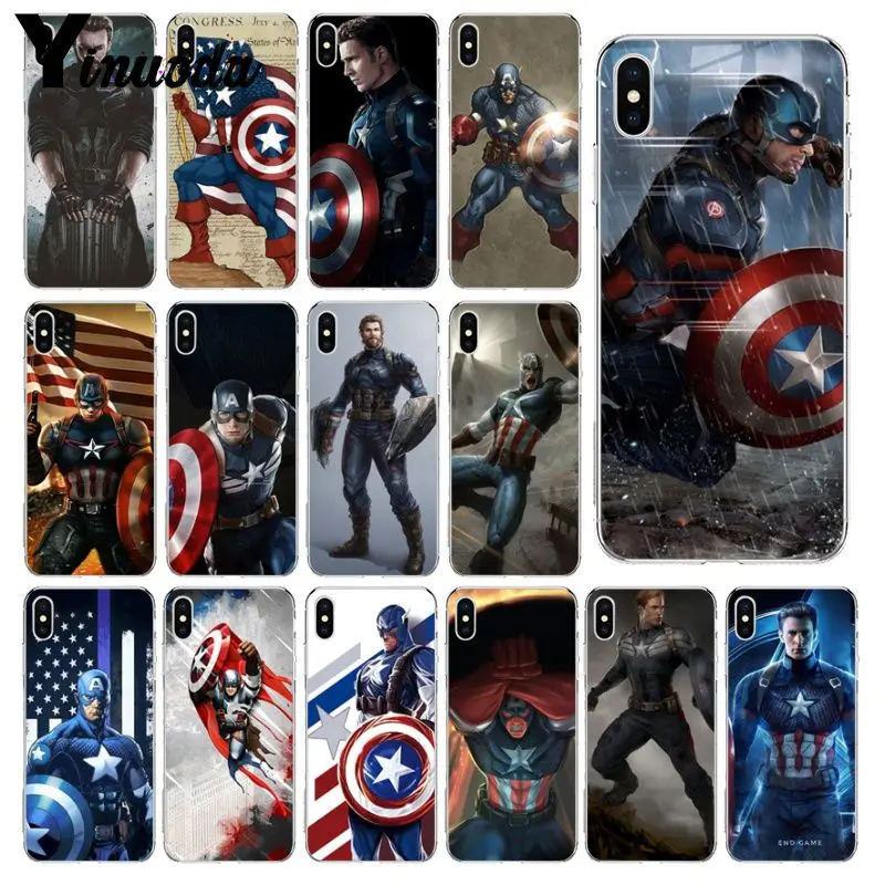 Yinuoda Marvel Мстители Капитан Америка клиент чехол для телефона Apple iPhone 8 7 6 6S Plus X XS MAX 5