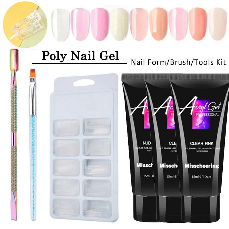 

5pc/lot Builder Extending Crystal Jelly Gum Poly Nail Gel Set For Nails Extensions gel Fast Dry Professional Nail Art Tools set