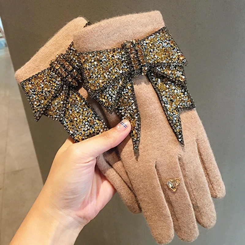 2017 бренд класса люкс для женщин Зимняя шерстяная одежда перчатки Bingbing Женские