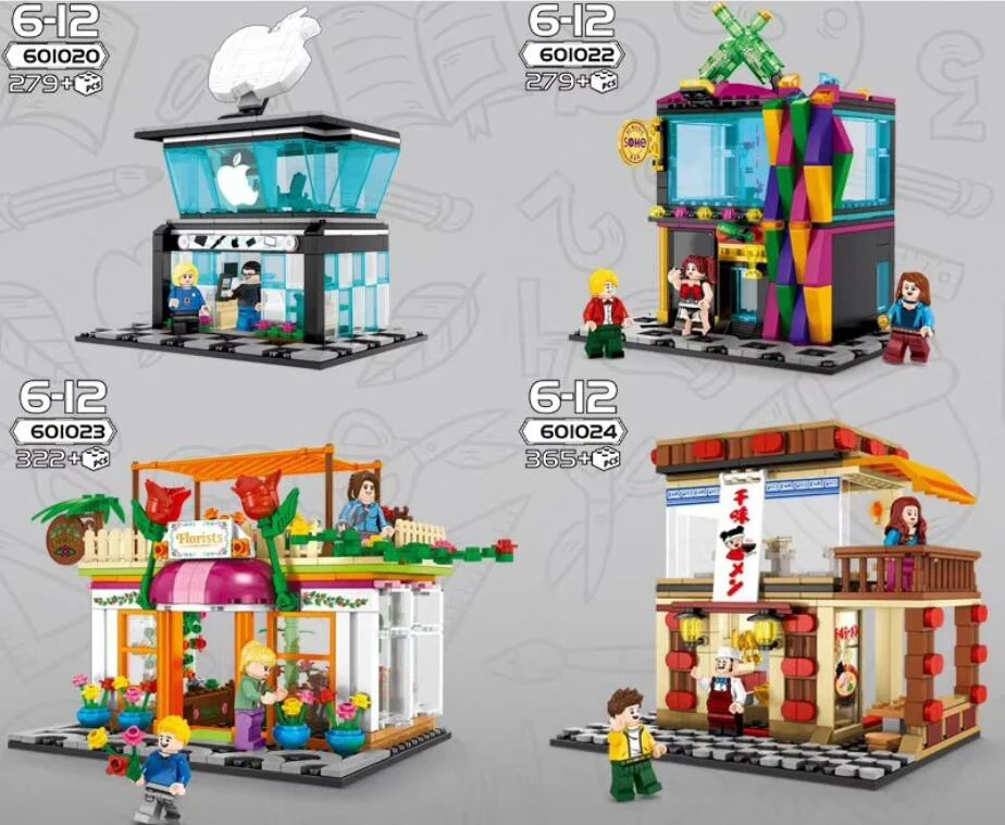 City streetscape assemable bricks apple store beer ktv flower shop Japanese Ramen street view building block jobs minifigs toys
City streetscape assemable bricks apple store beer ktv flower shop Japanese Ramen street view building block jobs minifigs toys