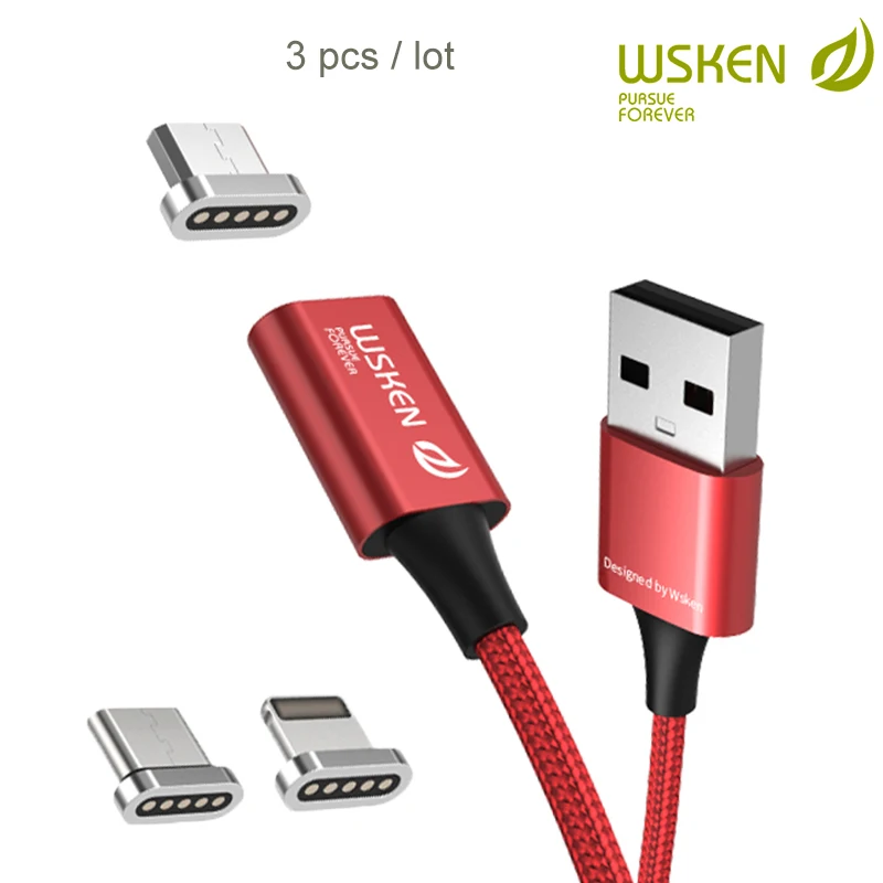 Магнитный кабель WSKEN Lite1 3 шт./лот Micro USB для быстрой зарядки iPhone 1 м|Кабели мобильных