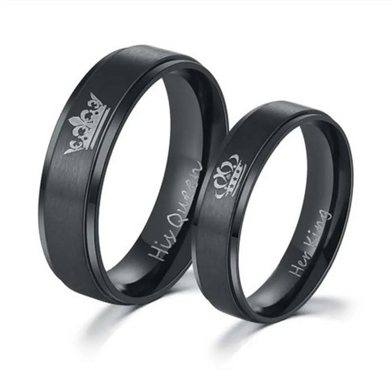 Black Silver Plated 316L Stainless Steel Color YOUR QUEEN and YOUR KING Couple Rings for Lovers
Black Silver Plated 316L Stainless Steel Color YOUR QUEEN and YOUR KING Couple Rings for Lovers