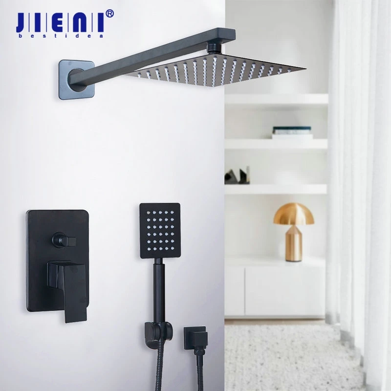 JIENI 8 10 12 16 inch Black Painting Ultra-thin Shower Head Wall Mounted Bathroom Rainfall Faucet Set LED Head & Hand Shower Set
JIENI 8 10 12 16 inch Black Painting Ultra-thin Shower Head Wall Mounted Bathroom Rainfall Faucet Set LED Head & Hand Shower Set
