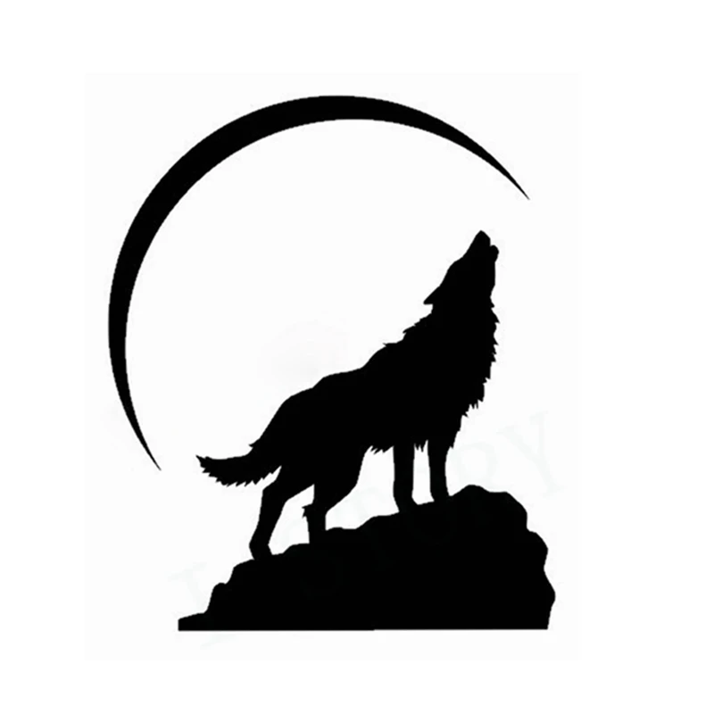 Бесплатная доставка Виниловая наклейка на стену воющего волка в Полумесяце