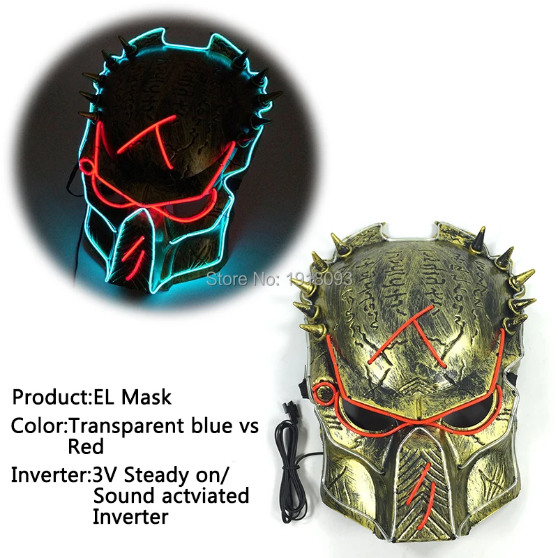 

Glowing Film Predator mask Glowing EL Wire Mask EL Product Novelty Lighting Mask for Film Theme Carnival Party Decoration