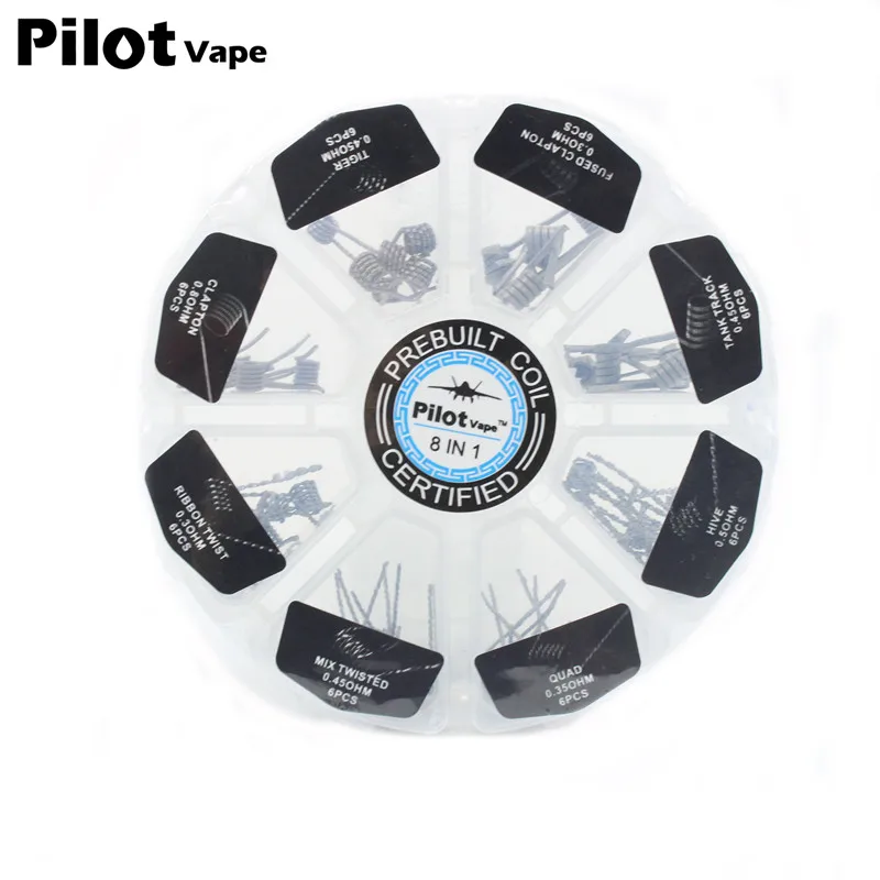 Pilot VAPE 8 в 1 сборная катушка коробка комплект Hive track Quad Tiger плавленый Clapton Mix