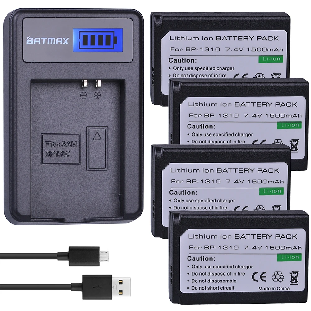 Аккумулятор Batmax 1310 BP1310 BP-1310 4 шт. зарядное устройство USB с ЖК-дисплеем для камер