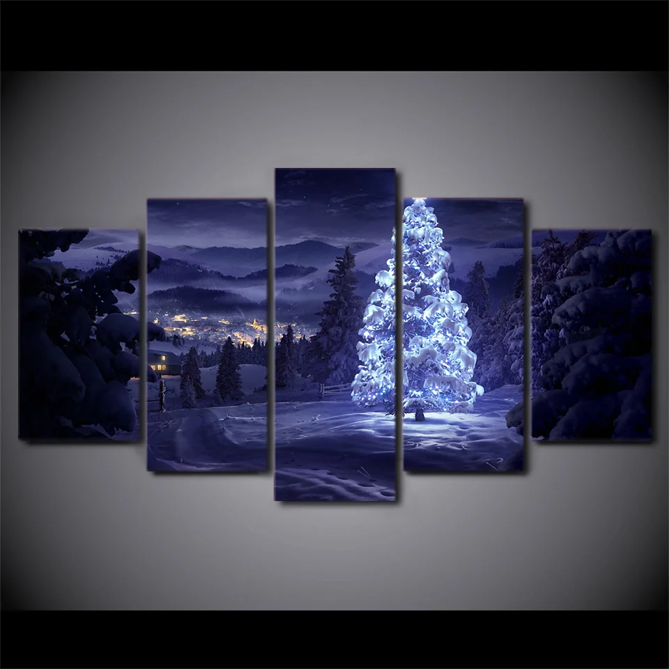 5 piece canvas art HD print winter night tree painting christmas decorations for home wall art free shipping
5 piece canvas art HD print winter night tree painting christmas decorations for home wall art free shipping