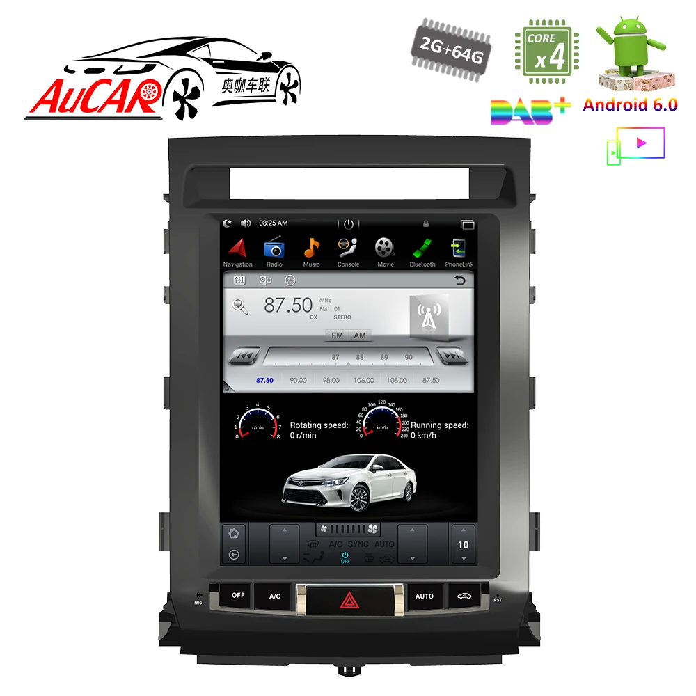 Автомобильный DVD плеер в стиле Tesla на Android для Toyota Land Cruiser вертикальное стерео