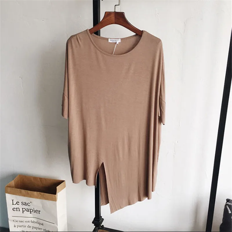 Modal Irregular Casual T Shirt Women Short Sleeve Loose Solid Color T-Shirts Womens Summer Fashion Split Hem Tees Tops DS50680
Modal Irregular Casual T Shirt Women Short Sleeve Loose Solid Color T-Shirts Womens Summer Fashion Split Hem Tees Tops DS50680