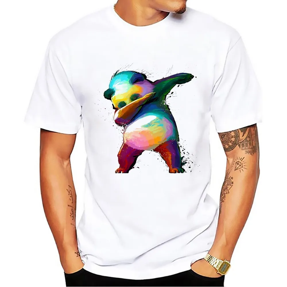 Забавная Мужская футболка Dabbing Panda белая Повседневная дышащая большого размера с