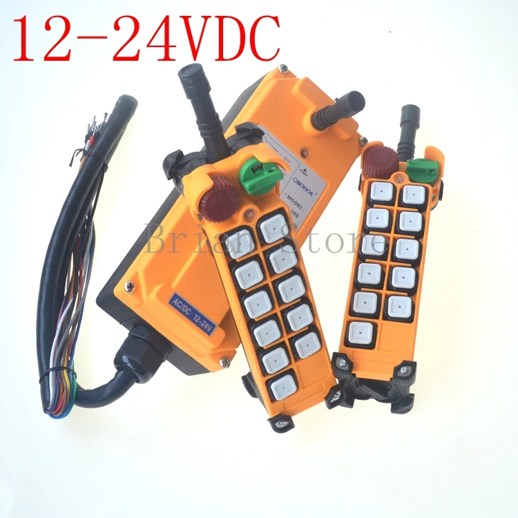 

12-24vdc 10 channels 1 Speed 2 transmitters Hoist Crane Remote Control System Emergency-Stop